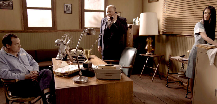 Tom Sizemore, Stacy Keach and Olga Segura in "Cellmates."