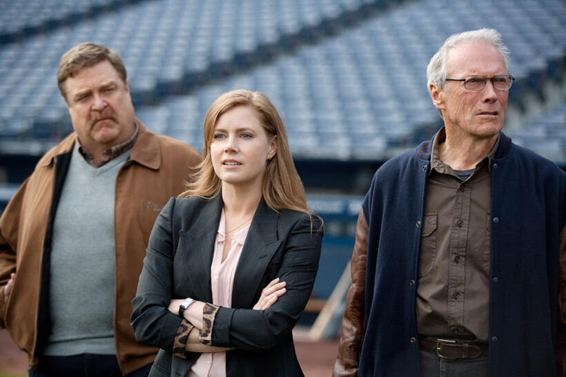 John Goodman as Pete Klein, Amy Adams as Mickey and Clint Eastwood as Gus in "Trouble With the Curve."