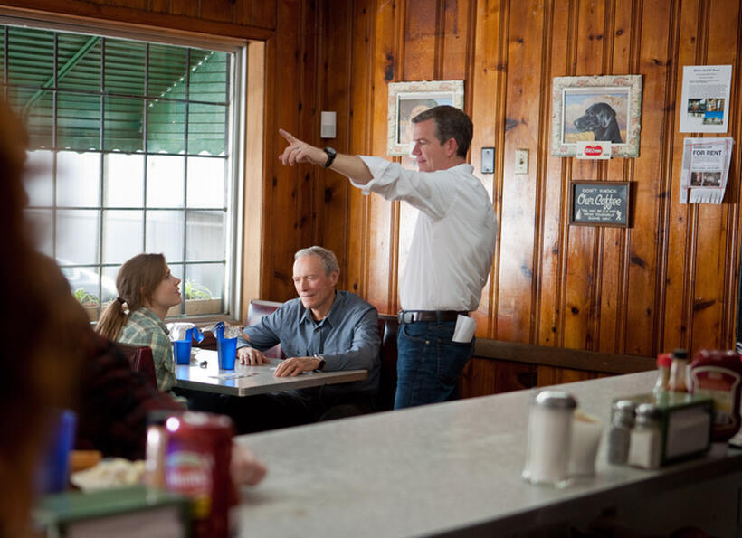 Amy Adams, Clint Eastwood and director Robert Lorenz on the set of "Trouble With the Curve."