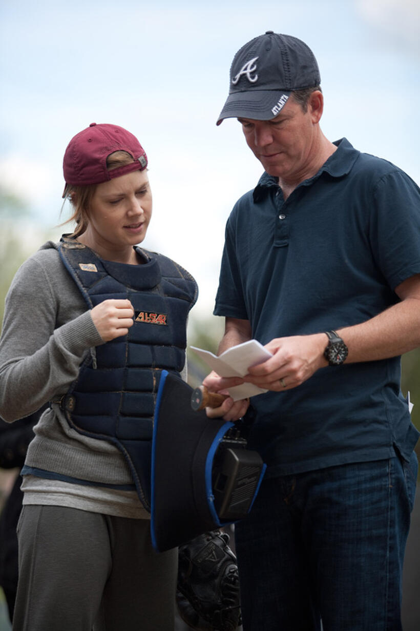 Amy Adams and director Robert Lorenz on the set of "Trouble With the Curve."
