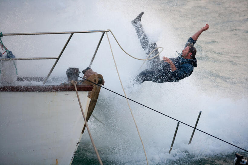 Mark Elderkin on the set of "Dark Tide."
