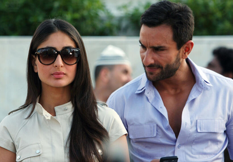 Kareena Kapoor and Saif Ali Khan on the set of "Agent Vinod."