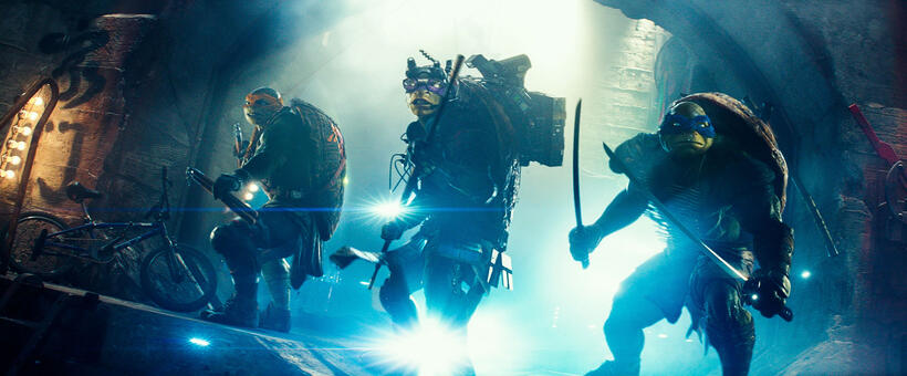 A scene from "Teenage Mutant Ninja Turtles."