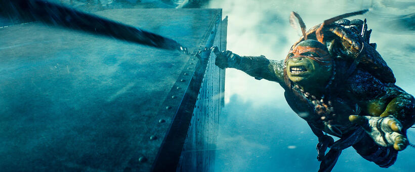 A scene from "Teenage Mutant Ninja Turtles."