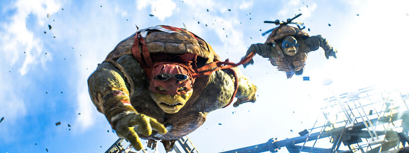 A scene from "Teenage Mutant Ninja Turtles."