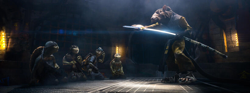 A scene from "Teenage Mutant Ninja Turtles."