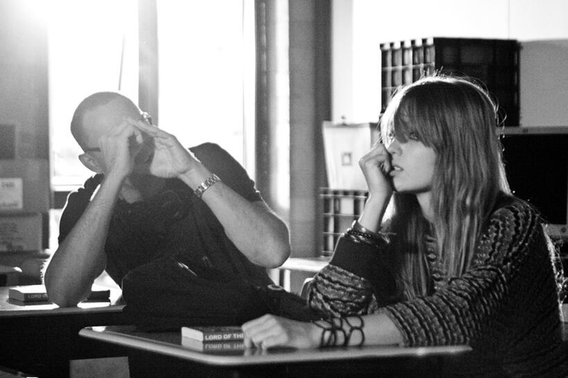 Director Matthew Lillard and Lili Simmons on the set of "Fat Kid Rules the World."