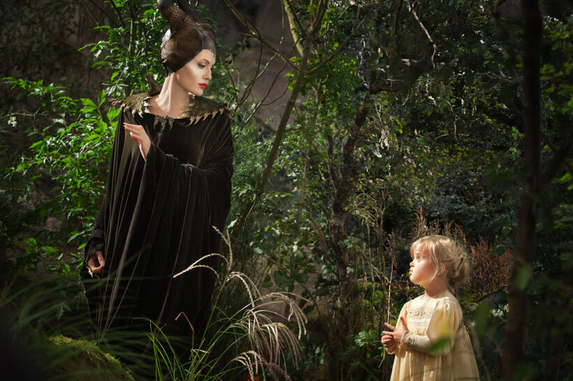 Angelina Jolie as Maleficent and Vivienne Jolie-Pitt as Young Aurora in "Maleficent."