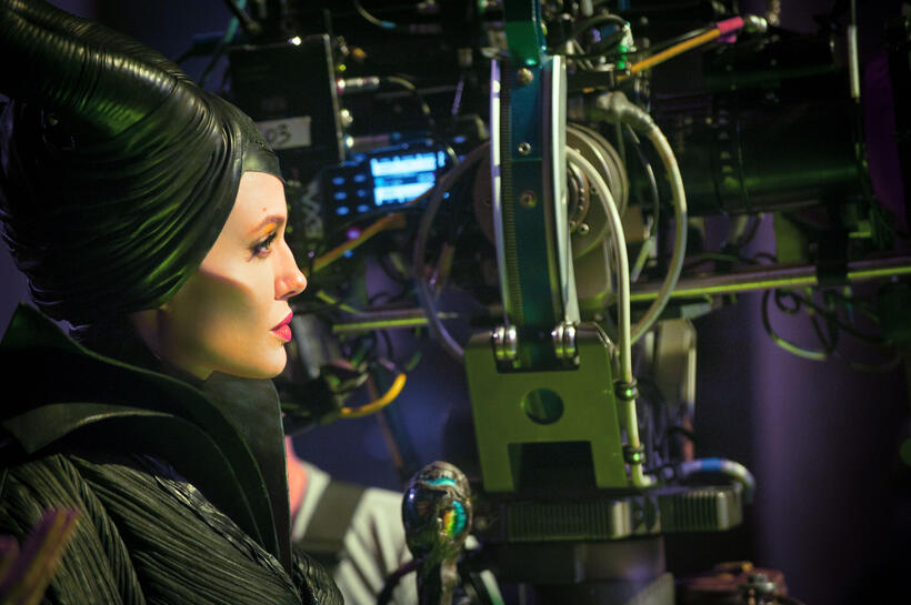 Angelina Jolie on the set of "Maleficent."