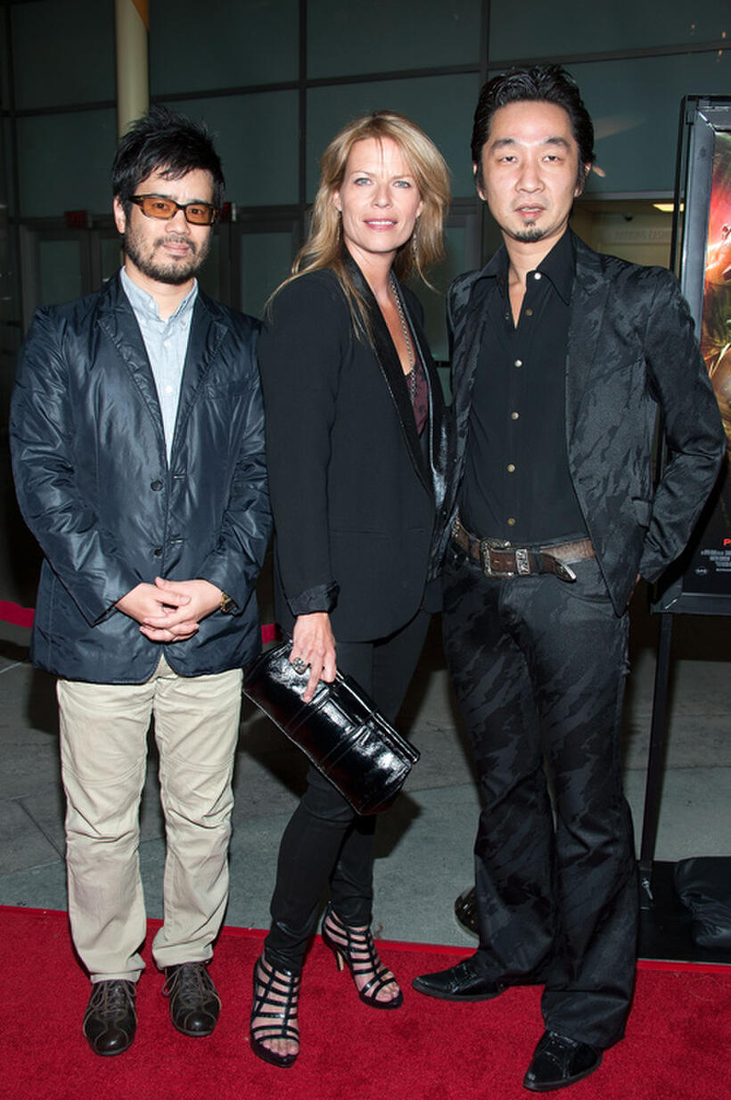 Hideyuki Shin, Mary Elizabeth McGlynn and songwriter Akira Yamaoka at the California premiere of "Silent Hill: Revelation."