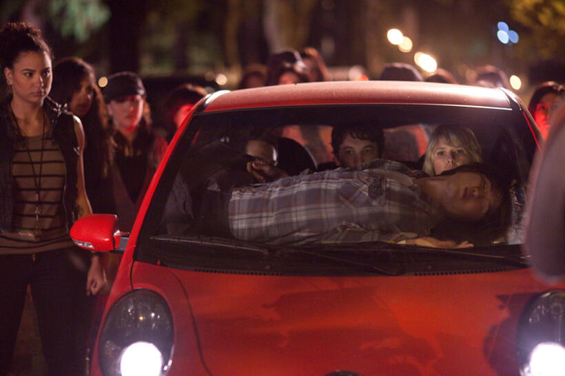 Skylar Astin, Miles Teller, Sarah Wright and Justin Chon in "21 and Over."