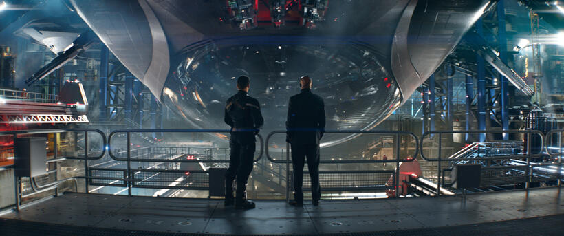 Chris Evans as Captain America and Samuel L. Jackson as Nick Fury in "Captain America: The Winter Soldier."