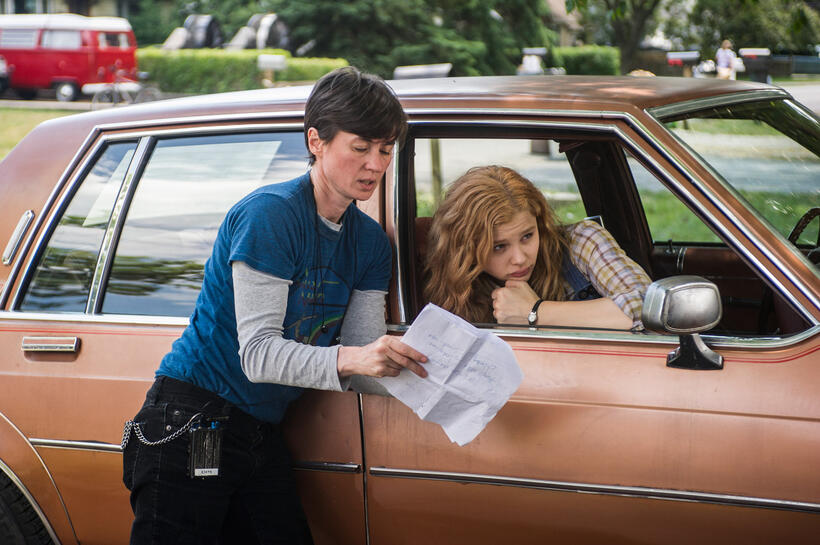 Director Kimberly Peirce and Chloe Moretz on the set of "Carrie."