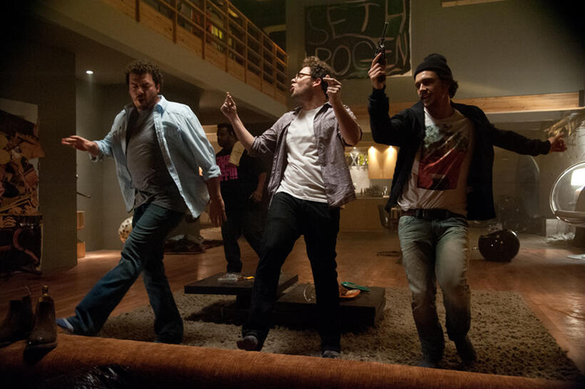 Danny McBride, Seth Rogen and James Franco in "This is The End."