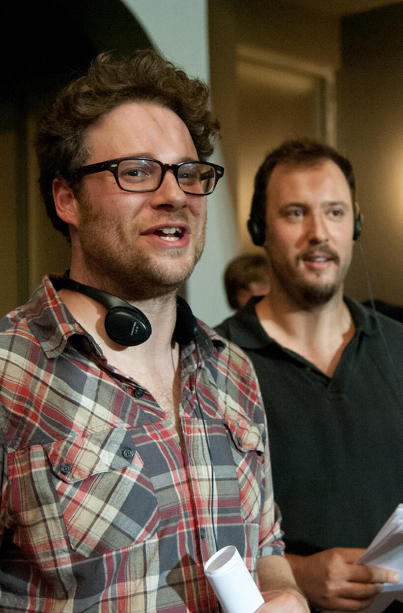 Directors Seth Rogen and Evan Goldberg on the set of "This is The End."