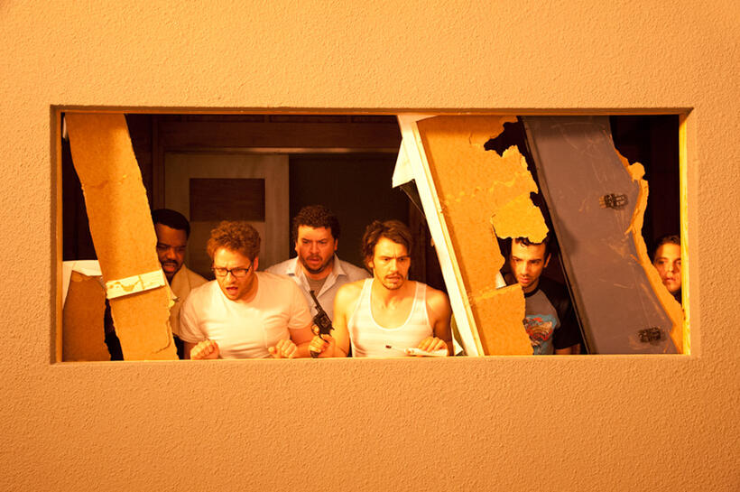Craig Robinson, Seth Rogen, Danny McBride, James Franco, Jay Baruchel and Jonah Hill in "This is The End."