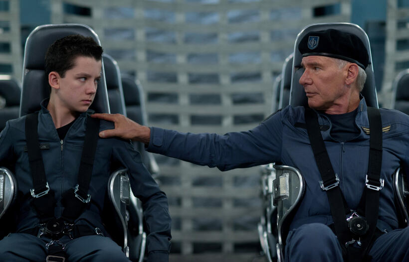 Asa Butterfield and Harrison Ford in "Ender's Game."