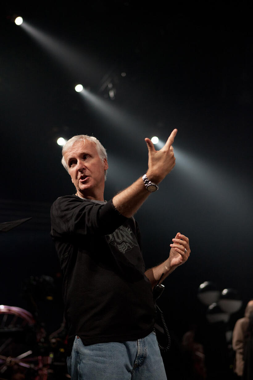 Executive producer James Cameron on the set of "Cirque du Soleil: Worlds Away."