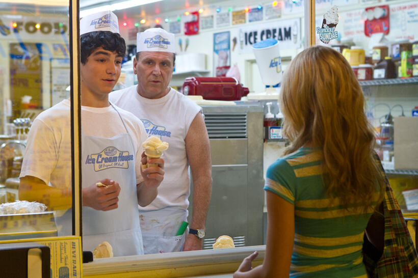 Jake Goldberg as Greg Feder, Colin Quinn as Dickie Bailey and Halston Sage as Nancy Arbuckle in "Grown Ups 2."