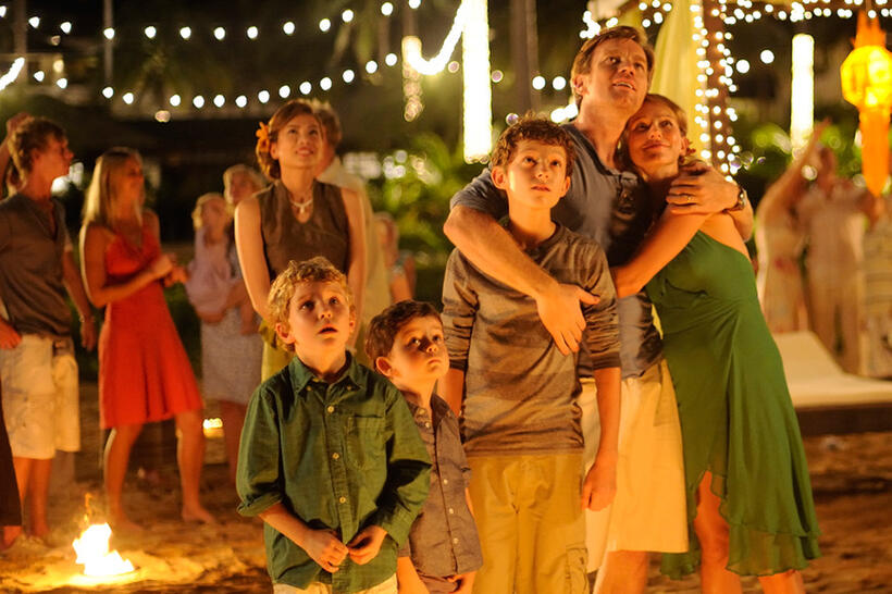 Samuel Joslin, Oaklee Pendergast, Tom Holland, Ewan McGregor and Naomi Watts in "The Impossible."