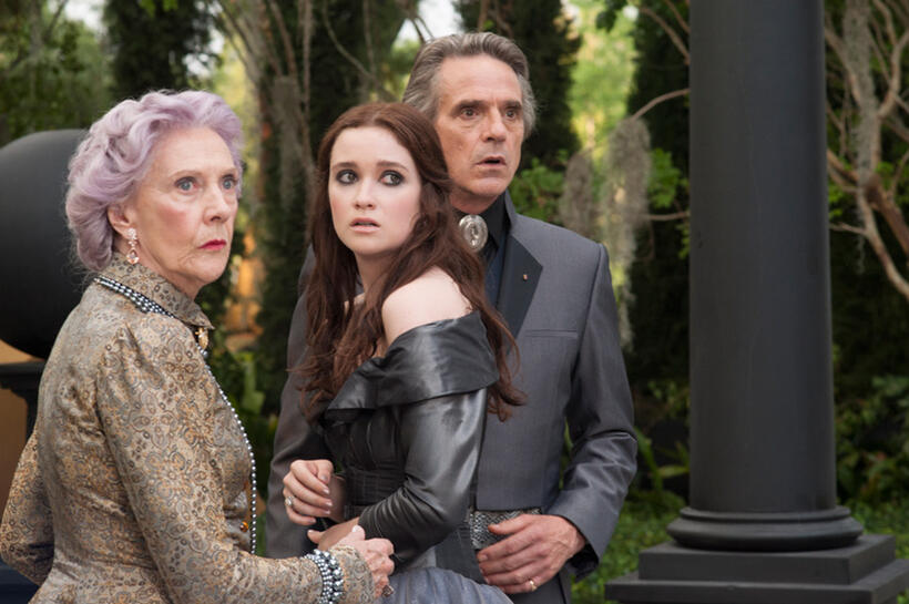 Eileen Atkins as Gramma, Alice Englert as Lena Duchannes and Jeremy Irons as Macon Ravenwood in "Beautiful Creatures."
