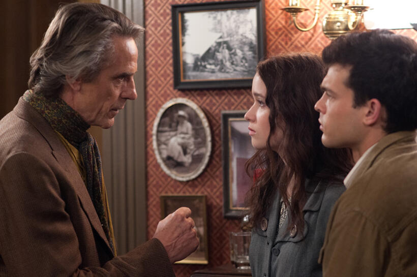 Jeremy Irons as Macon Ravenwood, Alice Englert as Lena Duchannes and Alden Ehrenreich as Ethan Wate in "Beautiful Creatures."