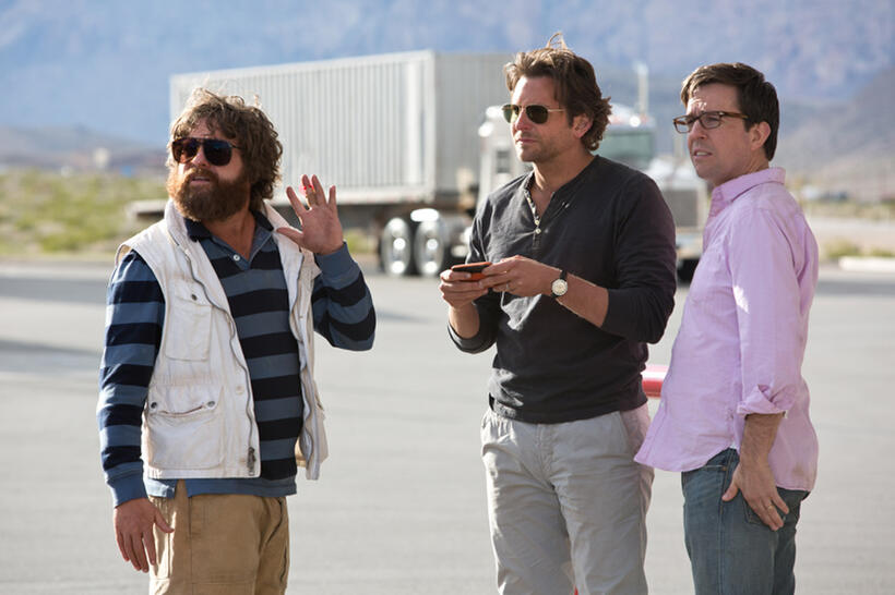 Zach Galifianakis as Alan, Bradley Cooper as Phil and Ed Helms as Stu in "The Hangover Part III."