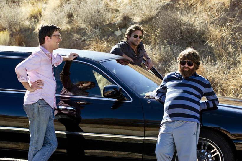Ed Helms as Stu, Bradley Cooper as Phil and Zach Galifianakis as Alan in "The Hangover Part III."