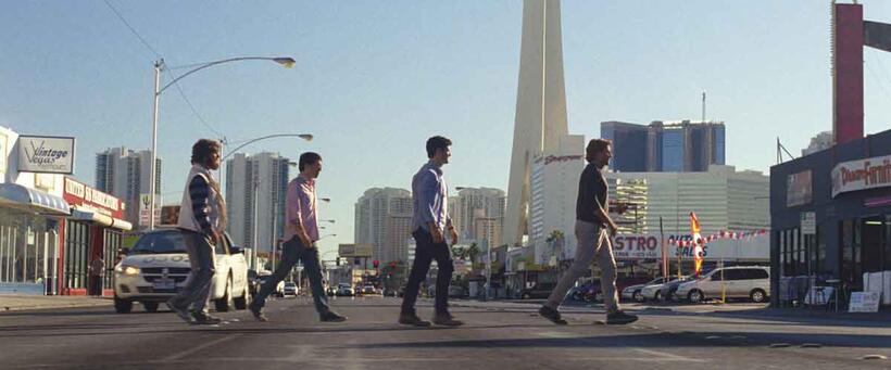 Zach Galifianakis as Alan, Ed Helms as Stu, Justin Bartha as Doug and Bradley Cooper as Phil in "The Hangover Part III."