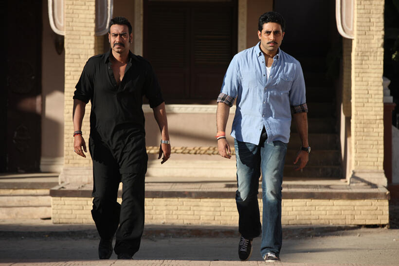 Ajay Devgn and Abhishek Bachchan in "Bol Bachchan."