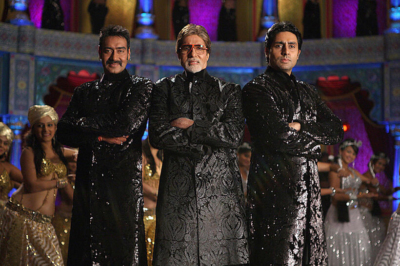 Ajay Devgn, Amitabh Bachchan and Abhishek Bachchan in "Bol Bachchan."