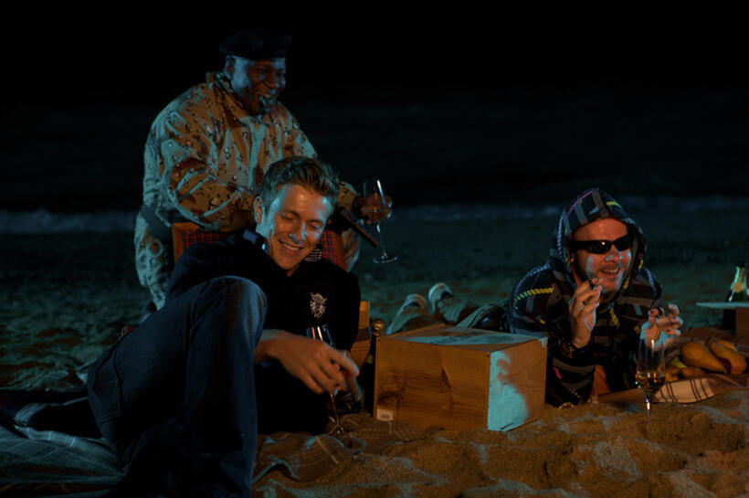 Charlie Bewley and Dominic Monaghan in "Soldiers of Fortune."