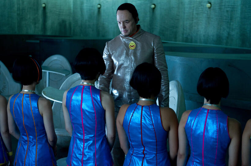 Hugh Grant as Seer Rhee in "Cloud Atlas."