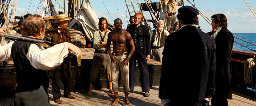 Tom Hanks as Dr. Henry Goose and David Gyasi as Autua in "Cloud Atlas."