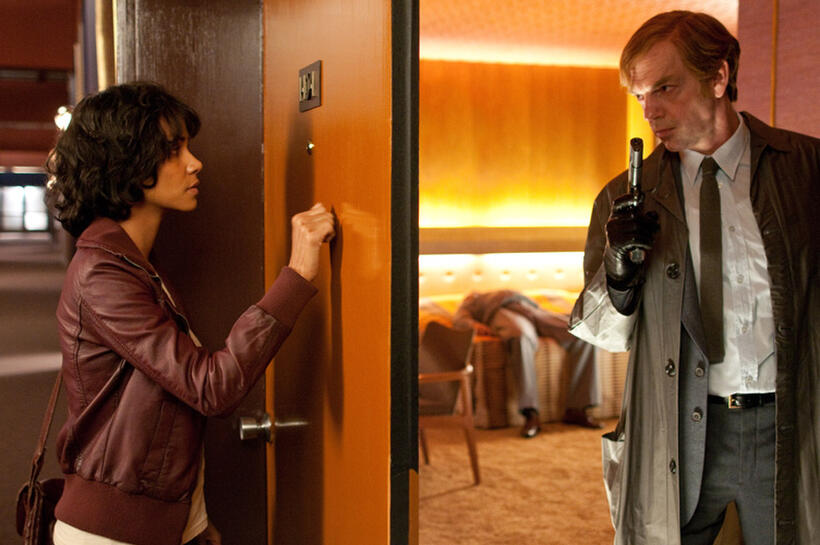 Halle Berry as Luisa Rey and Hugo Weaving as Bill Smoke in "Cloud Atlas."