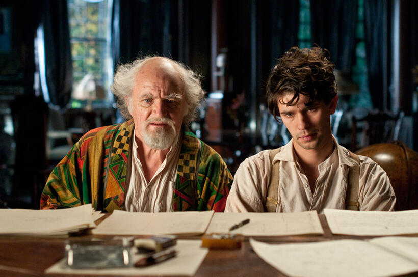 Jim Broadbent as Ayrs and Ben Whishaw as Frobisher in "Cloud Atlas."