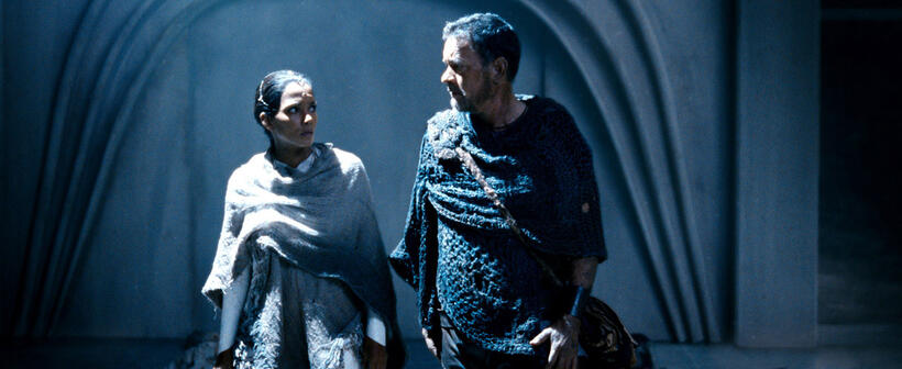 Halle Berry as Meronym and Tom Hanks as Zachry in "Cloud Atlas."