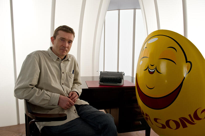 Author David Mitchell on the set of "Cloud Atlas."