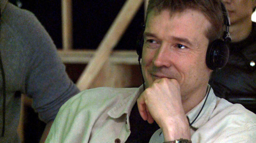 Author David Mitchell on the set of "Cloud Atlas."