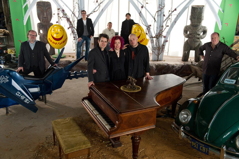 Producer Stefan Arndt, directors Tom Tykwer, Lana Wachowski, Andy Wachowski, producer Grant Hill, executive producer Uwe Schott, David Mitchell and executive producer Philip Lee on the set of "Cloud Atlas."