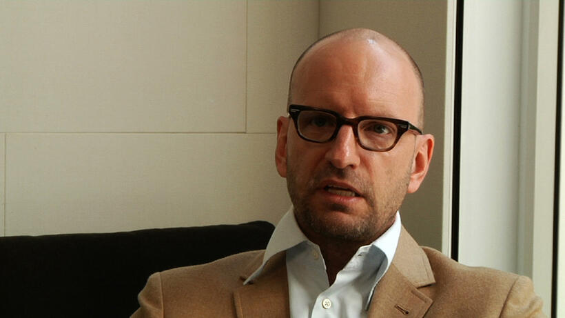 Steven Soderbergh on the set of "Side by Side."