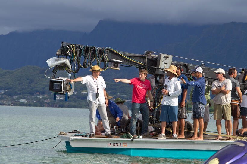 Director Gareth Edwards on the set of "Godzilla."