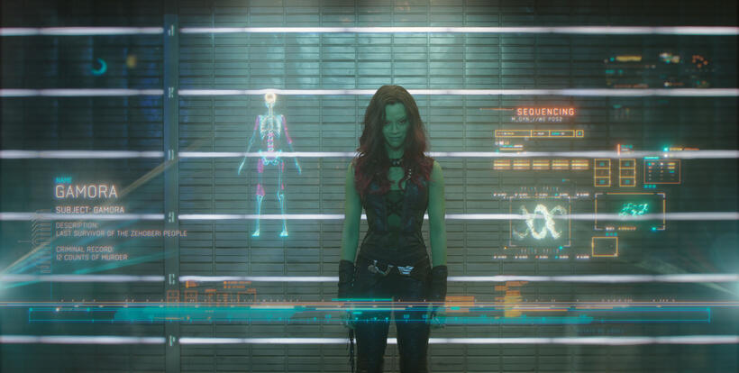 Zoe Saldana as Gamora in "Guardians of the Galaxy."