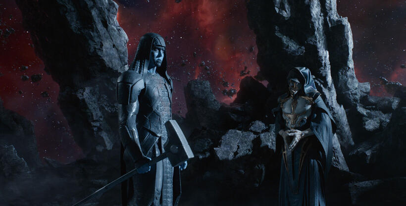 Lee Pace as Ronan the Accuser and Alexis Denisof as The Other in "Guardians of the Galaxy."