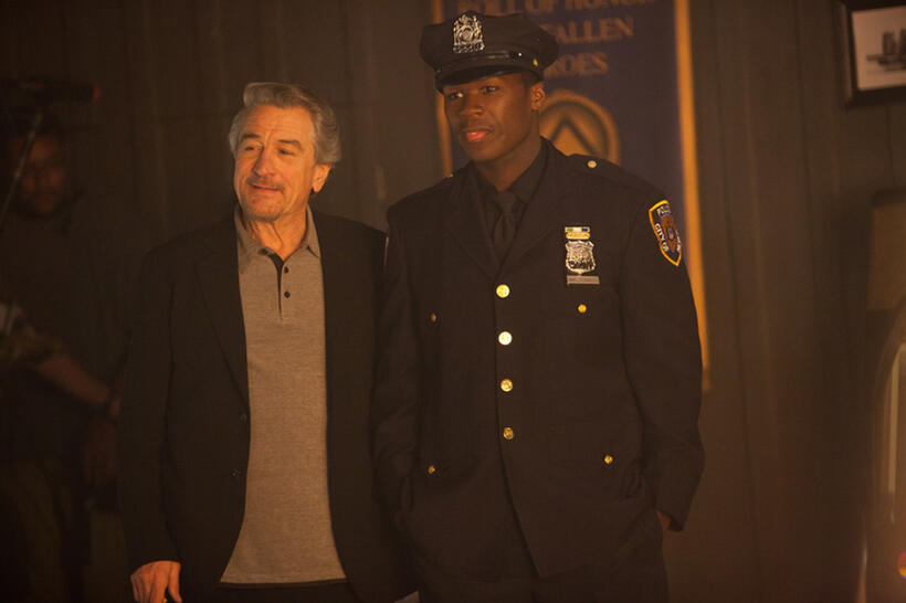 Robert De Niro as Vic Sarcone and 50 Cent as Malo in "Freelancers."