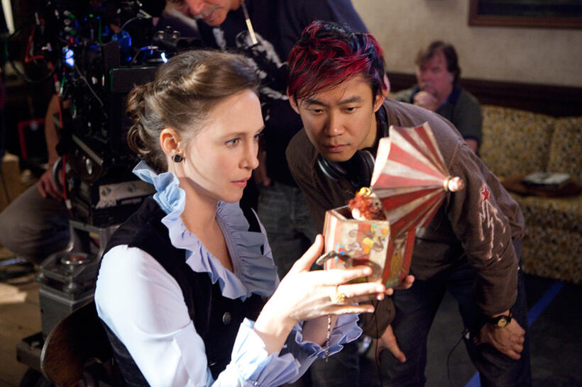 Vera Farmiga and director James Wan on the set of "The Conjuring."