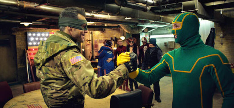 Jim Carrey as Colonel Stars and Stripes and Aaron Johnson as Kick-Ass in "Kick-Ass 2."