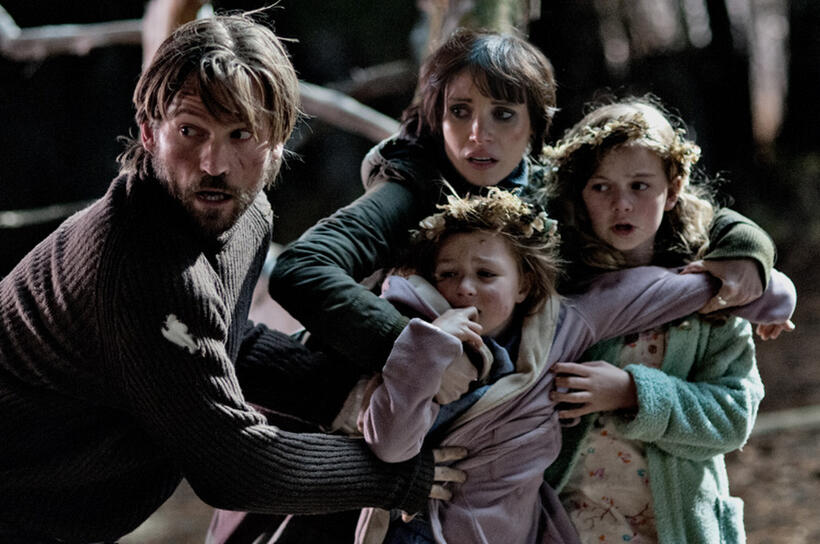 Nikolaj Coster-Waldau, Jessica Chastain, Megan Charpentier and Isabelle Nelisse in "Mama."