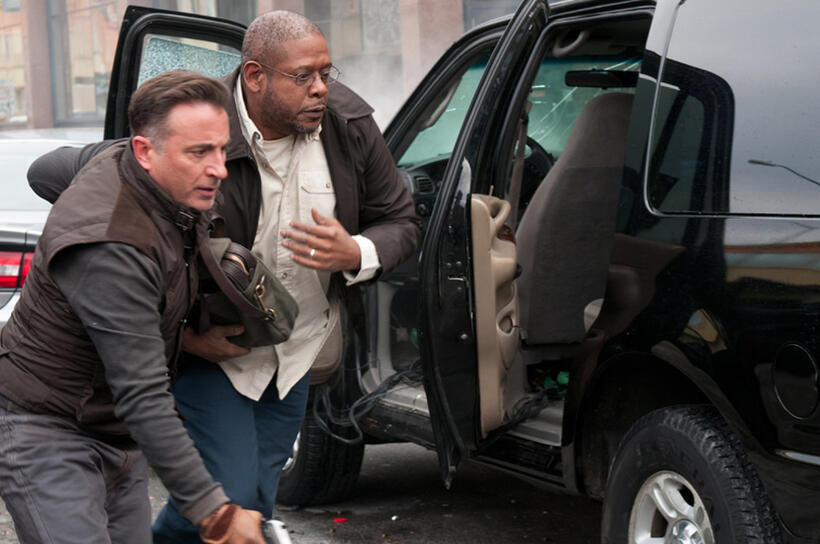 Andy Garcia and Forest Whitaker in "A Dark Truth."