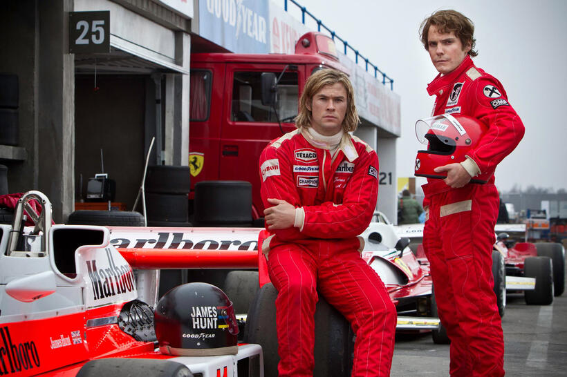 Chris Hemsworth and Daniel Bruhl in "Rush."